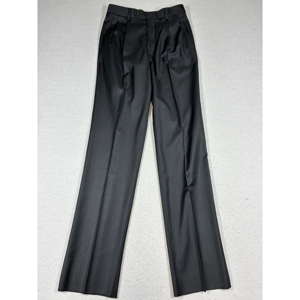 Brooks Brothers Suit Pants Mens W30 Charcoal Grey Striped Pleated Madison 1818